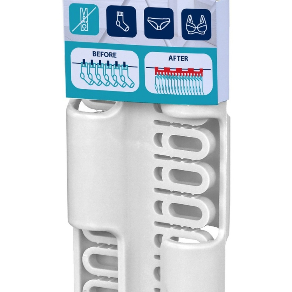 Platsbesparande Klädnypor på rad, 2 st, CLOTHESPINS FOR SOCKS, 40 cm, Vit i gruppen Förvaring / Tvätt och tork / Torkställningar hos SmartaSaker.se (42426)