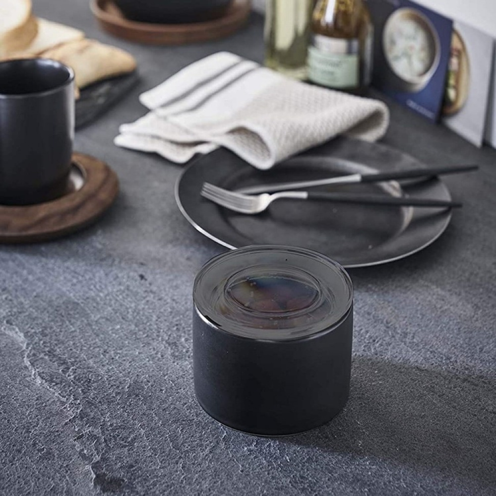 Porslinsburk med lock, YAMAZAKI TOWER SMALL CANISTER, Ø 10,5 x H 7 cm, Svart / Transparent i gruppen Förvaring / Köksförvaring hos SmartaSaker.se (42429)