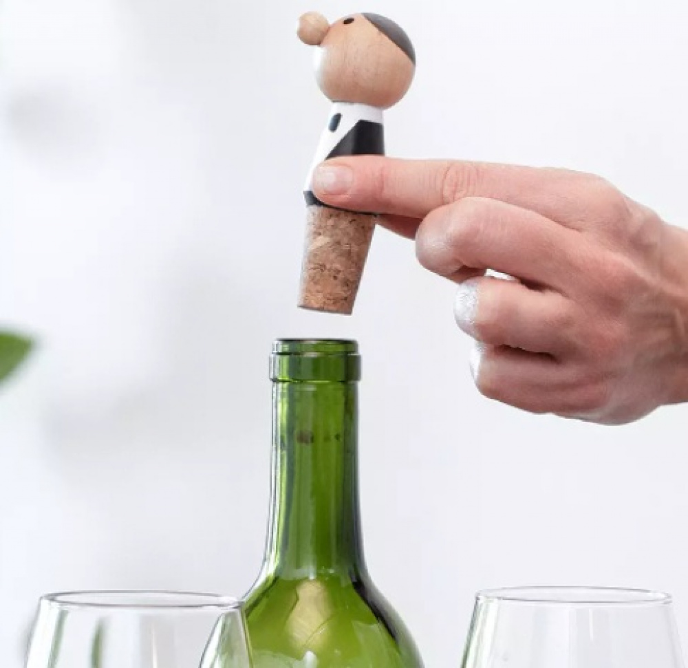 Proppar till vinflaskor, 2 st, WAITER WINE STOPPERS, Vit / Svart i gruppen Förvaring / Köksförvaring hos SmartaSaker.se (42439)