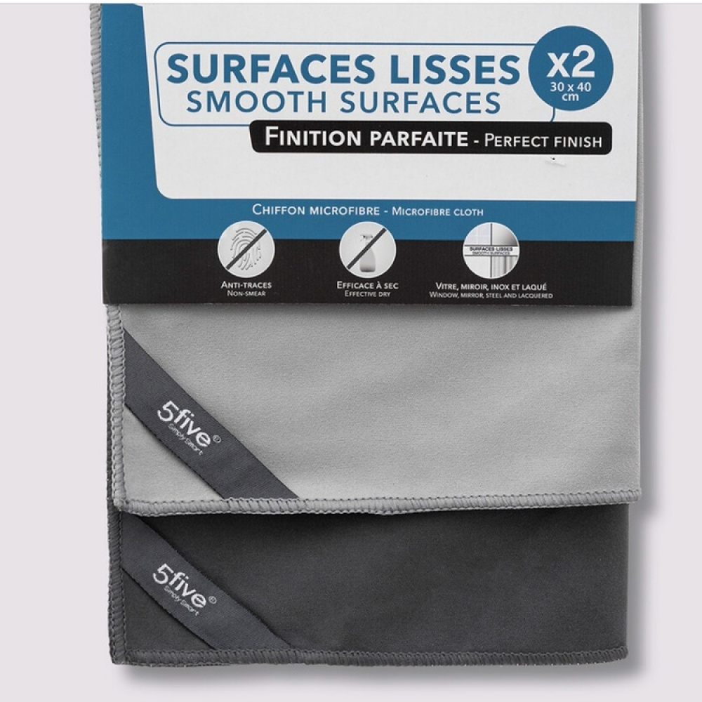 Putsdukar i Mikrofiber, SMOOTH SURFACES, 30 x 40 cm, Grå i gruppen Förvaring / Städförvaring och sopsortering / Städtrasor och borstar hos SmartaSaker.se (42441)