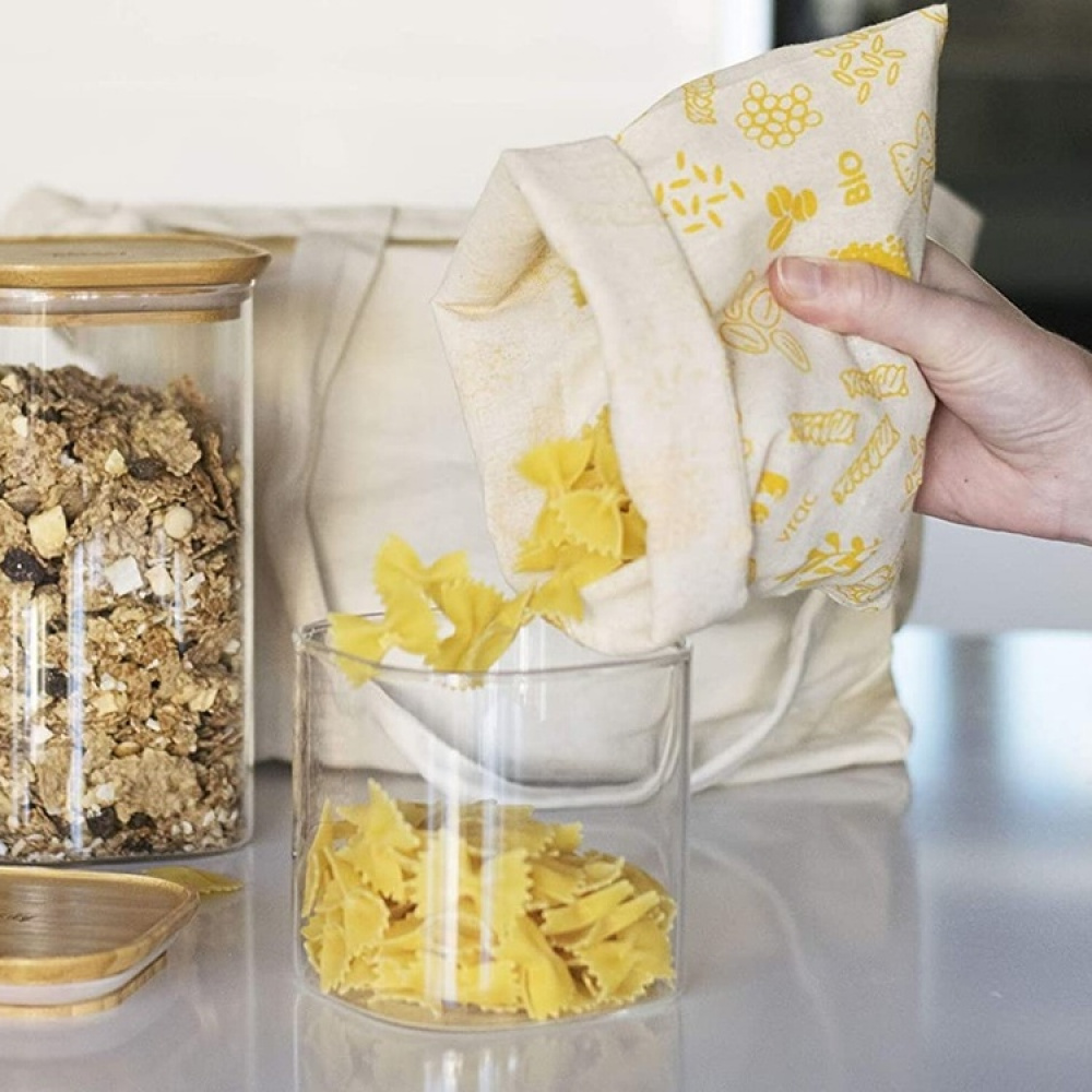 Påsar för livsmedel, Organisk bomull, 3 st, ZERO WASTE BAGS MEDIUM, 20 x H 25 cm, Beige i gruppen Förvaring / Köksförvaring hos SmartaSaker.se (42442)