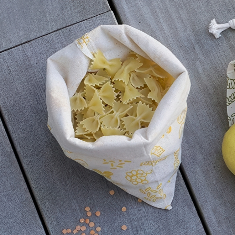 Påse för livsmedel, Organisk bomull, ZERO WASTE BAG MEDIUM, 20 x H 25 cm, Beige / Gul i gruppen Förvaring / Köksförvaring hos SmartaSaker.se (42444)