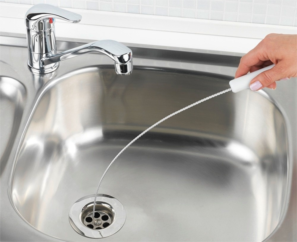 Rengöringsborste för avlopp, flexibel, 3-PHASE DRAIN SPIRAL, Ã˜ 3 x 110 cm, Silver / blå / vit i gruppen Förvaring / Köksförvaring / Diskställ och diskbänk hos SmartaSaker.se (42469)