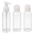 Resekit med 3 mini-flaskor, 100 ml, FLACON DE VOYAGE, Ø 4 x H13 cm, Klar Resekit med 3 mini-flaskor, 100 ml, FLACON DE VOYAGE, Ø 4 x H13 cm, Klar