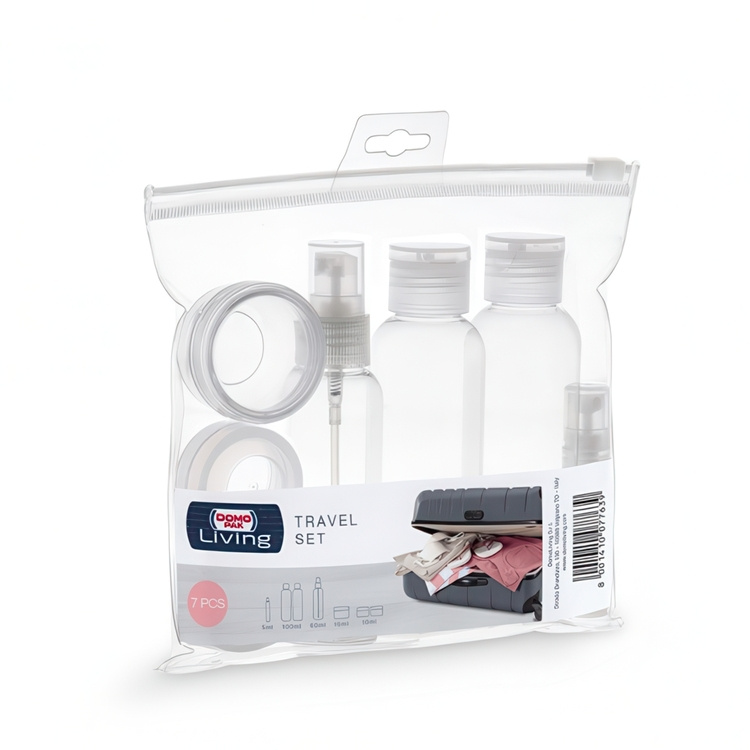 Resekit med mini-burkar, Set med 7 delar, LIVING TRAVEL SET, Klar i gruppen Förvaring / Förvaring på resa / Packpåsar och packkuber hos SmartaSaker.se (42473)