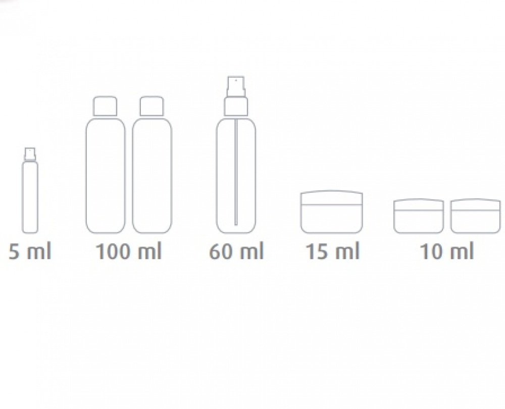 Resekit med mini-burkar, Set med 7 delar, LIVING TRAVEL SET, Klar i gruppen Förvaring / Förvaring på resa / Packpåsar och packkuber hos SmartaSaker.se (42473)