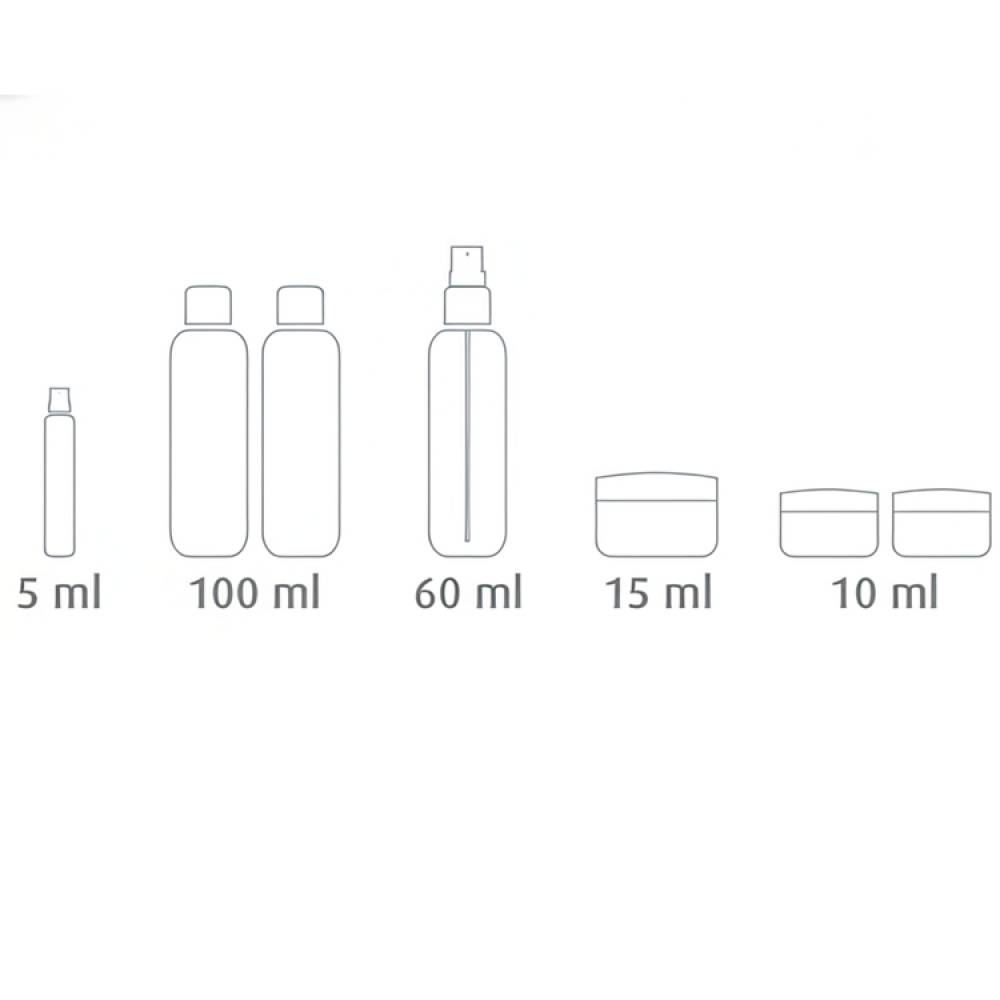 Resekit med mini-burkar, Set med 7 delar, LIVING TRAVEL SET, Klar i gruppen Förvaring / Förvaring på resa / Packpåsar och packkuber hos SmartaSaker.se (42473)