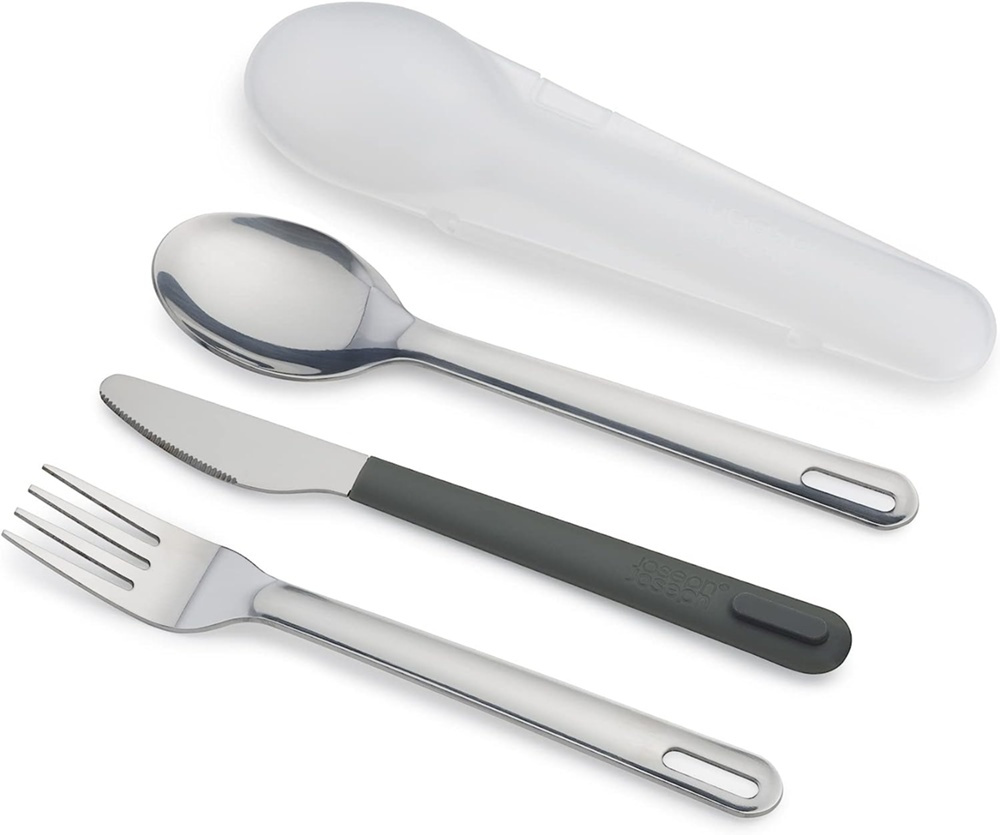 Rostfria Bestick i fodral, GO-EAT CUTLERY SET, Joseph Joseph, Silver / Svart i gruppen Förvaring / Köksförvaring / Matlådor hos SmartaSaker.se (42475)