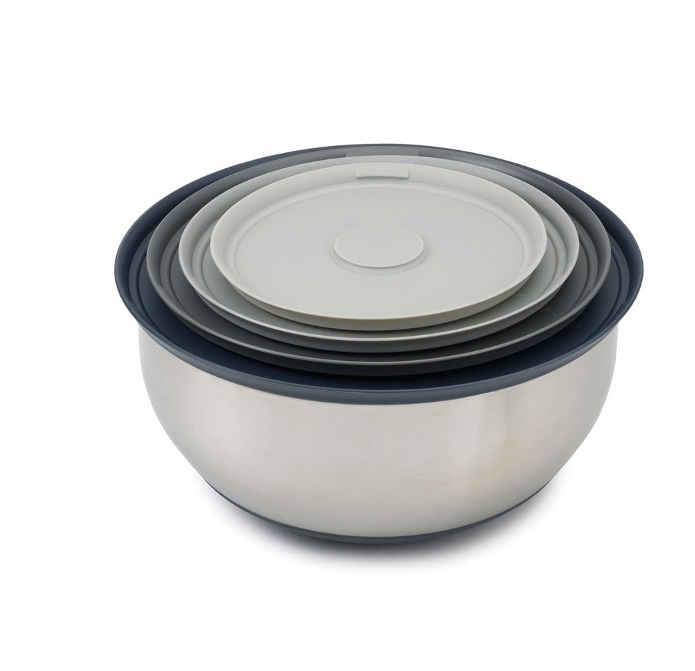 Rostfria skålar med lock, 4 st, PREP & STORE BOWL SET, Joseph Joseph, Silver / Grå i gruppen Förvaring / Köksförvaring / Förvaringslådor och burkar hos SmartaSaker.se (42476)