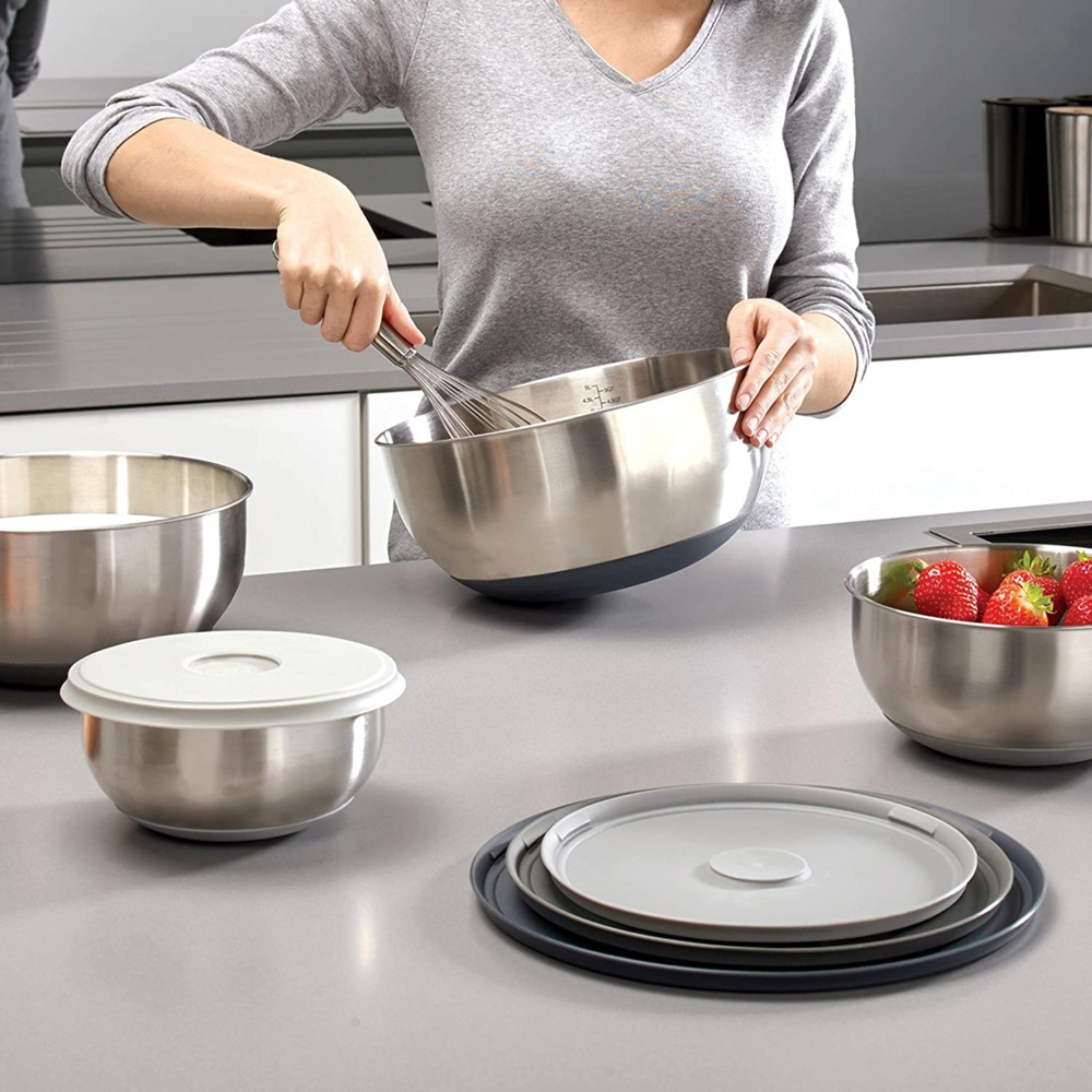 Rostfria skålar med lock, 4 st, PREP & STORE BOWL SET, Joseph Joseph, Silver / Grå i gruppen Förvaring / Köksförvaring / Förvaringslådor och burkar hos SmartaSaker.se (42476)