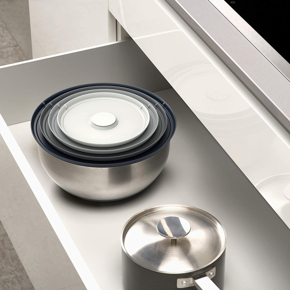 Rostfria skålar med lock, 4 st, PREP & STORE BOWL SET, Joseph Joseph, Silver / Grå i gruppen Förvaring / Köksförvaring / Förvaringslådor och burkar hos SmartaSaker.se (42476)