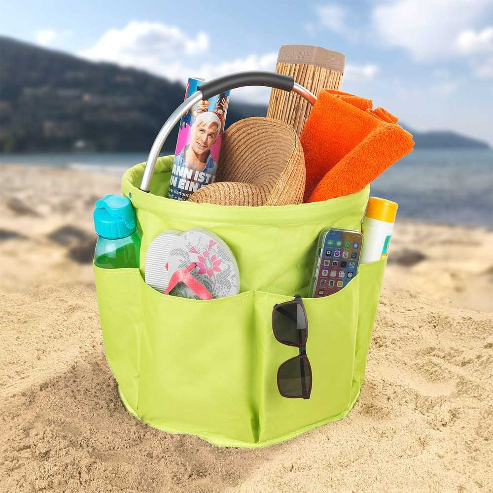 Rund korg med förvaringsfickor, Superlätt, UNIVERSAL CADDY XL, Ø 35 x H 35 cm, Limegrön i gruppen Förvaring / Förråd- och garageförvaring / Korgar och hinkar hos SmartaSaker.se (42480)