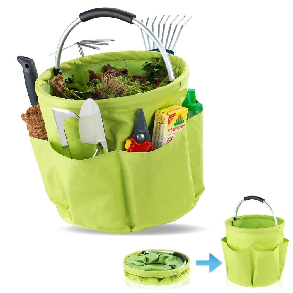 Rund korg med förvaringsfickor, Superlätt, UNIVERSAL CADDY XL, Ø 35 x H 35 cm, Limegrön i gruppen Förvaring / Förråd- och garageförvaring / Korgar och hinkar hos SmartaSaker.se (42480)