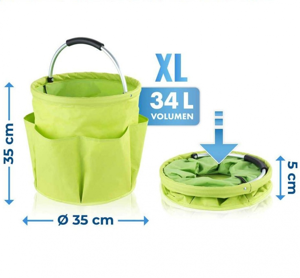 Rund korg med förvaringsfickor, Superlätt, UNIVERSAL CADDY XL, Ø 35 x H 35 cm, Limegrön i gruppen Förvaring / Förråd- och garageförvaring / Korgar och hinkar hos SmartaSaker.se (42480)