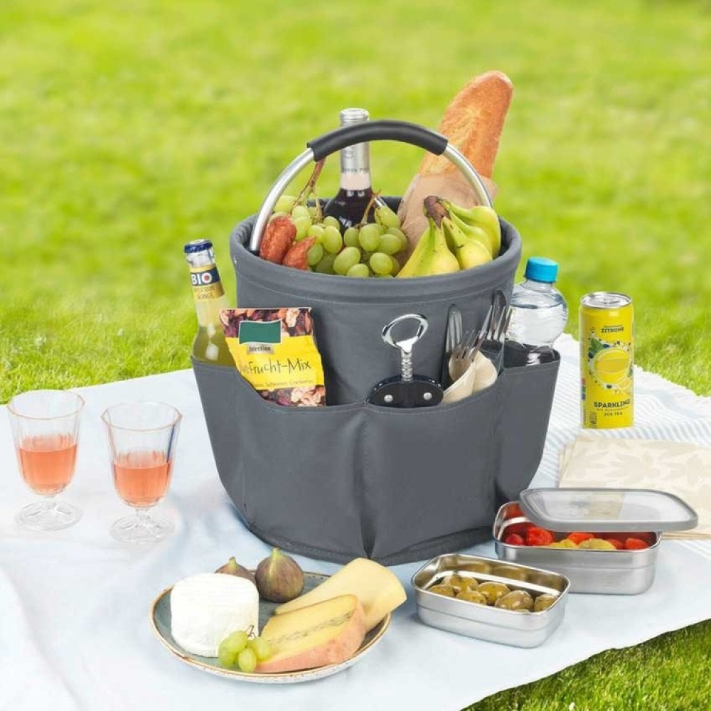 Rund korg med förvaringsfickor, Superlätt, UNIVERSAL CADDY, Ø 28 x H 26,5 cm i gruppen Förvaring / Förråd- och garageförvaring / Korgar och hinkar hos SmartaSaker.se (42481)