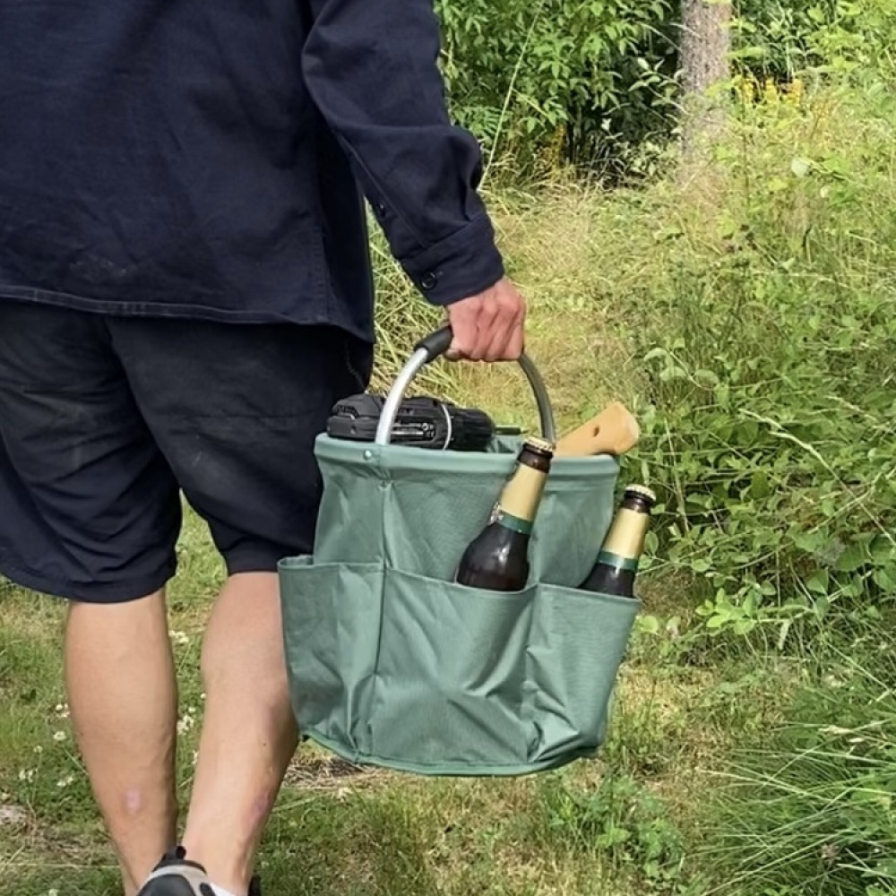 Rund korg med förvaringsfickor, Superlätt, UNIVERSAL CADDY, Ø 28 x H 26,5 cm i gruppen Förvaring / Förråd- och garageförvaring / Korgar och hinkar hos SmartaSaker.se (42481)