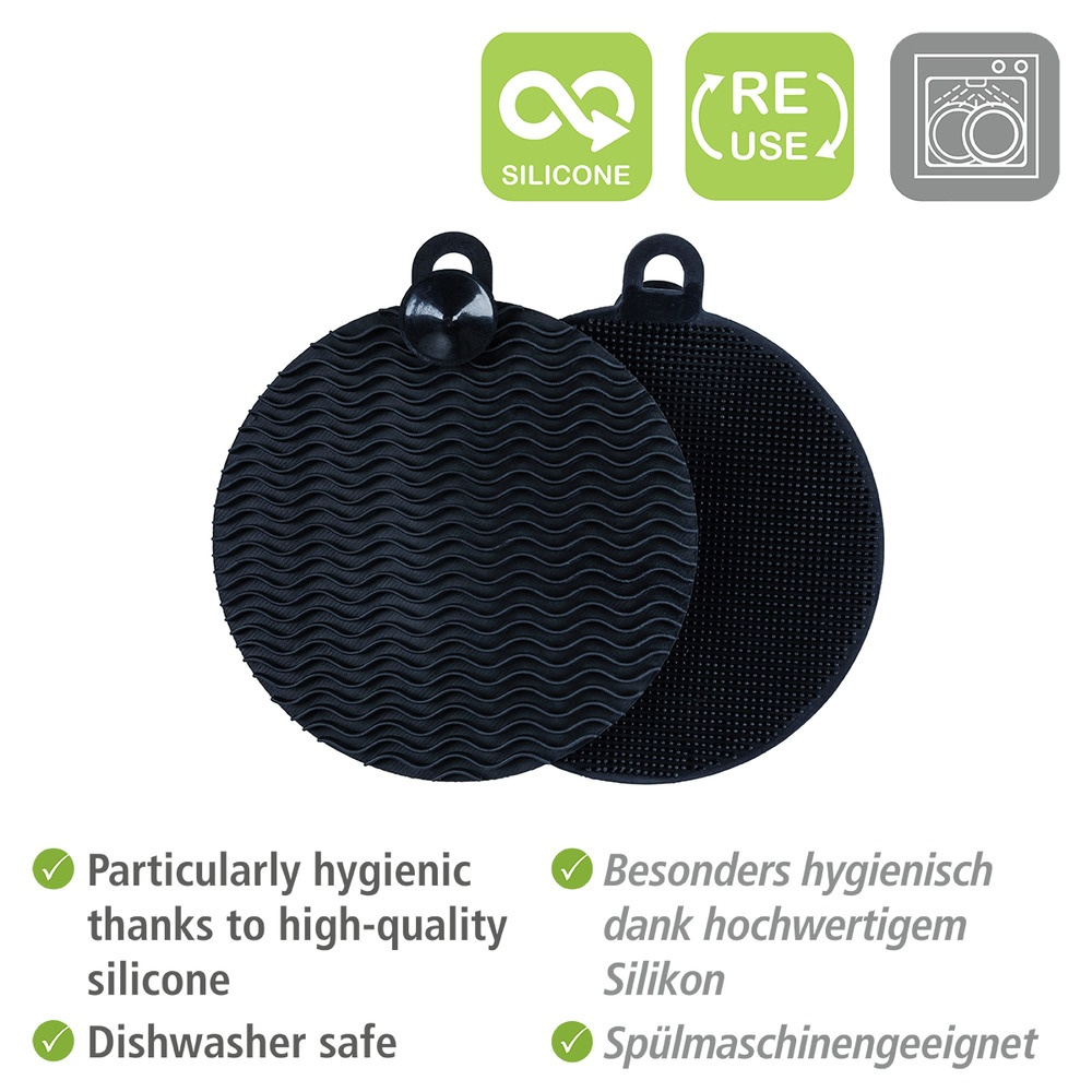 Silikonsvampar för disk, Mjuka, Tåliga, 2 st, DISH SPONGES, Ã˜ 12, Svarta i gruppen Förvaring / Köksförvaring / Diskställ och diskbänk hos SmartaSaker.se (42496)