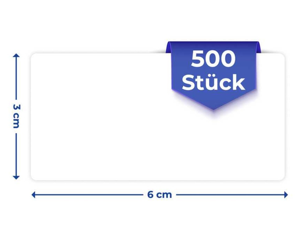 Självhäftande etiketter, 500 st, KLEBE-ETIKETTEN, 6 x 3 cm, Vita i gruppen Förvaring / Magneter och självhäftande / Skyltar och etiketter hos SmartaSaker.se (42501)
