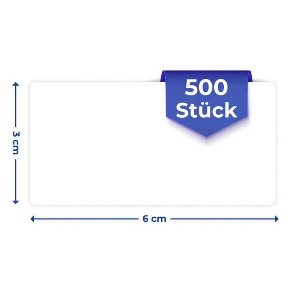 Självhäftande etiketter, 500 st, KLEBE-ETIKETTEN, 6 x 3 cm, Vita i gruppen Förvaring / Magneter och självhäftande / Skyltar och etiketter hos SmartaSaker.se (42501)
