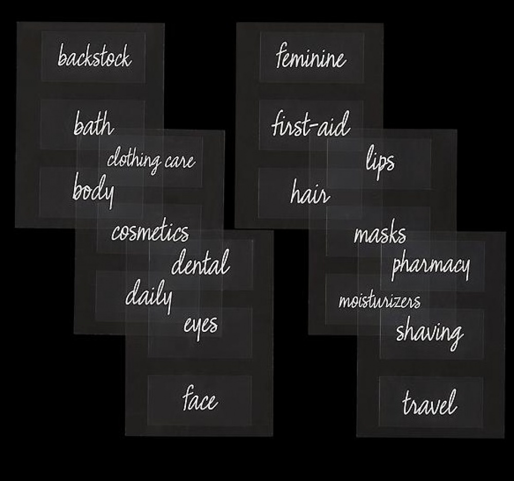 Självhäftande Etiketter, Förtryckta, 18 stycken, THE HOME EDIT BATHROOM LABELS, Klara i gruppen Förvaring / Magneter och självhäftande / Skyltar och etiketter hos SmartaSaker.se (42503)
