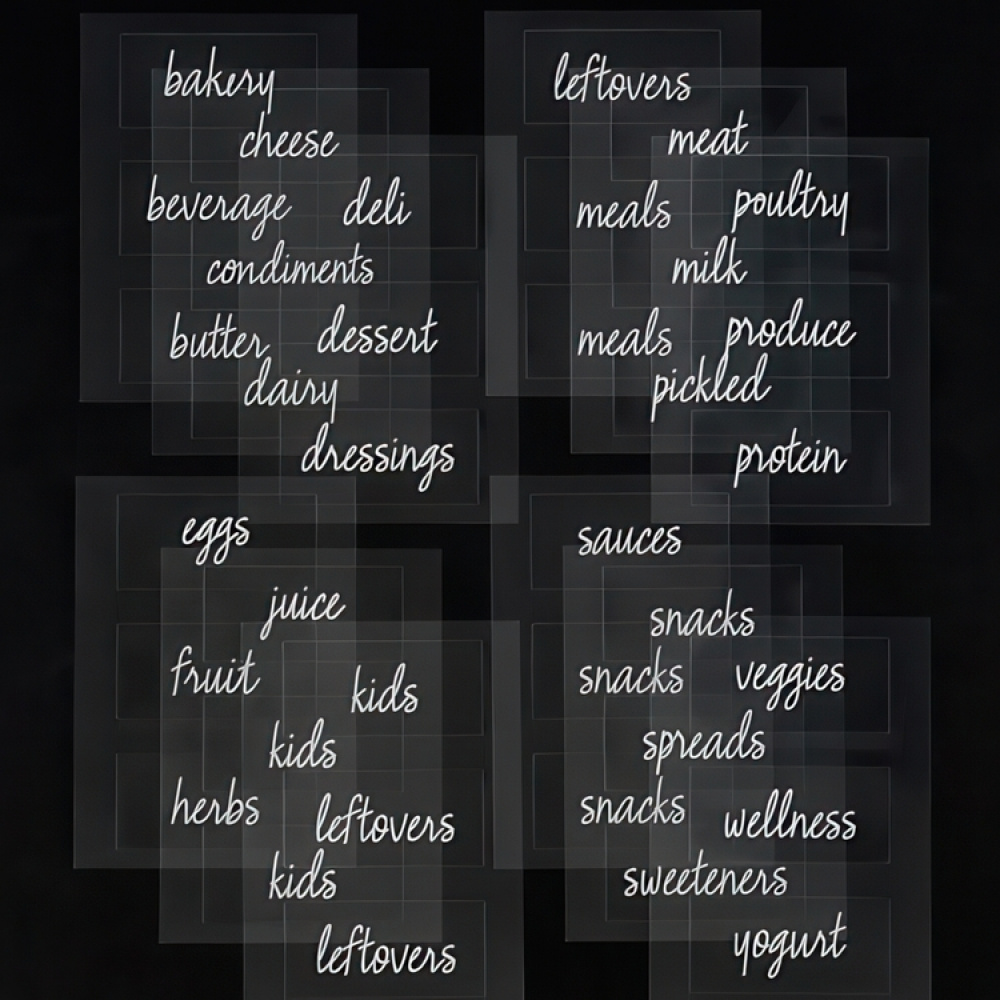 Självhäftande Etiketter, Förtryckta, 18 stycken, THE HOME EDIT FRIDGE LABELS, Klara i gruppen Förvaring / Magneter och självhäftande / Skyltar och etiketter hos SmartaSaker.se (42504)