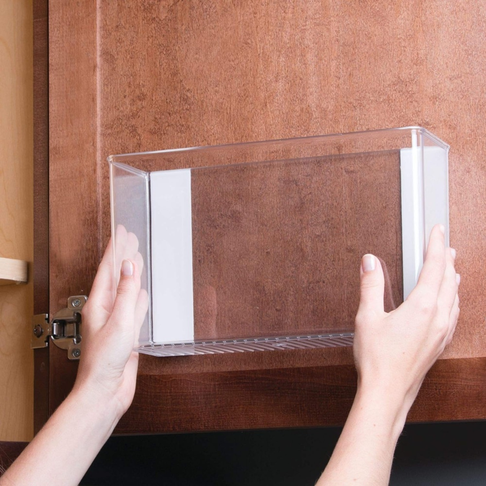 Självhäftande Förvaring, LARGE RPET AFFIXX BIN, 28 x 9 x H 16 cm. Transparent i gruppen Förvaring / Förvaringslådor / Småförvaring / Hyllor hos SmartaSaker.se (42511)