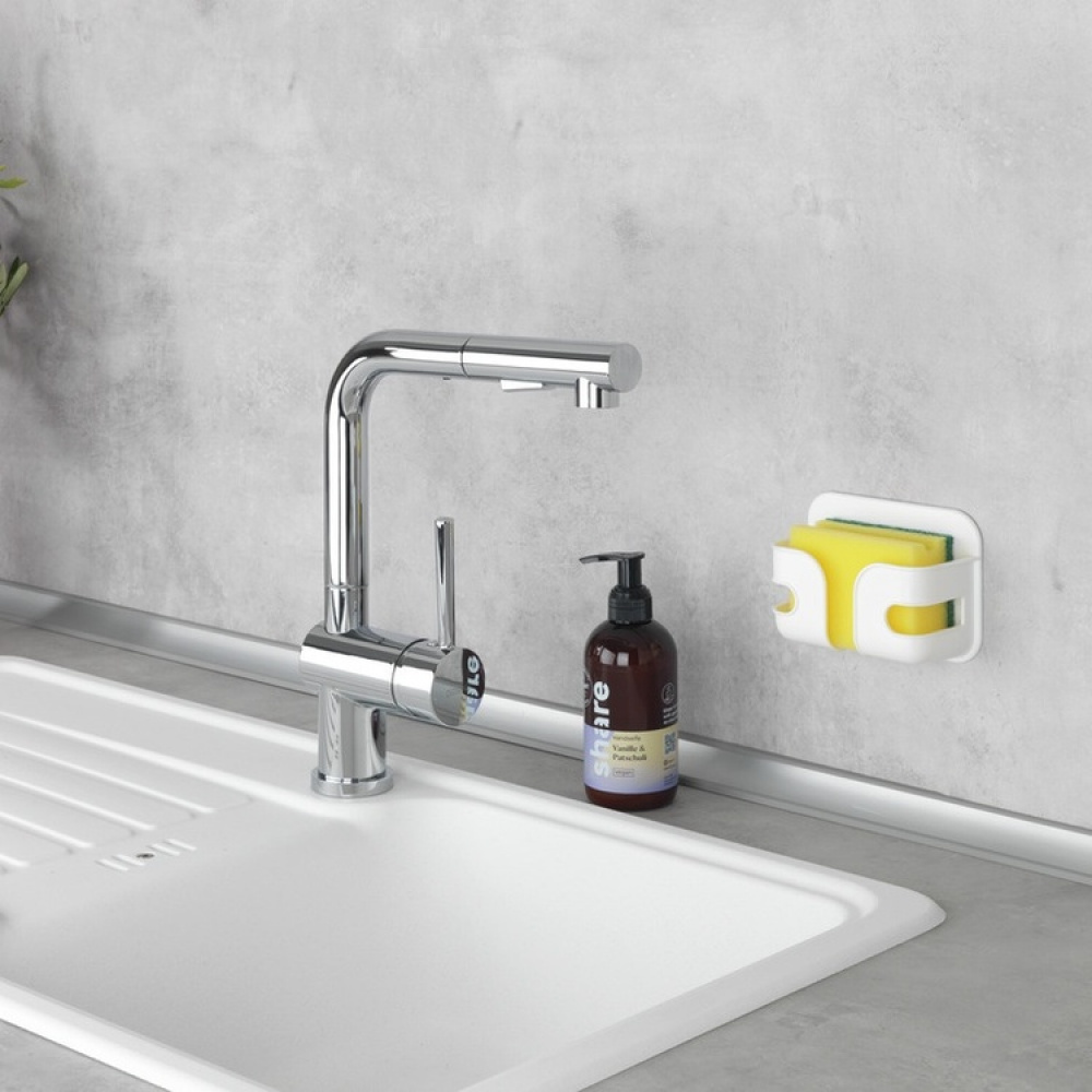 Självhäftande hållare för disksvamp, SOYO, 12 x 6 x H 9 cm, Vit i gruppen Förvaring / Köksförvaring / Diskställ och diskbänk hos SmartaSaker.se (42513)