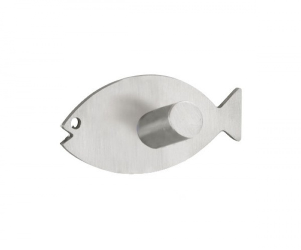 Självhäftande krokar i metall, 2 st, FISH, 6,5 x H3,2 cm, Rostfritt stål i gruppen Förvaring / Badrumsförvaring hos SmartaSaker.se (42523)