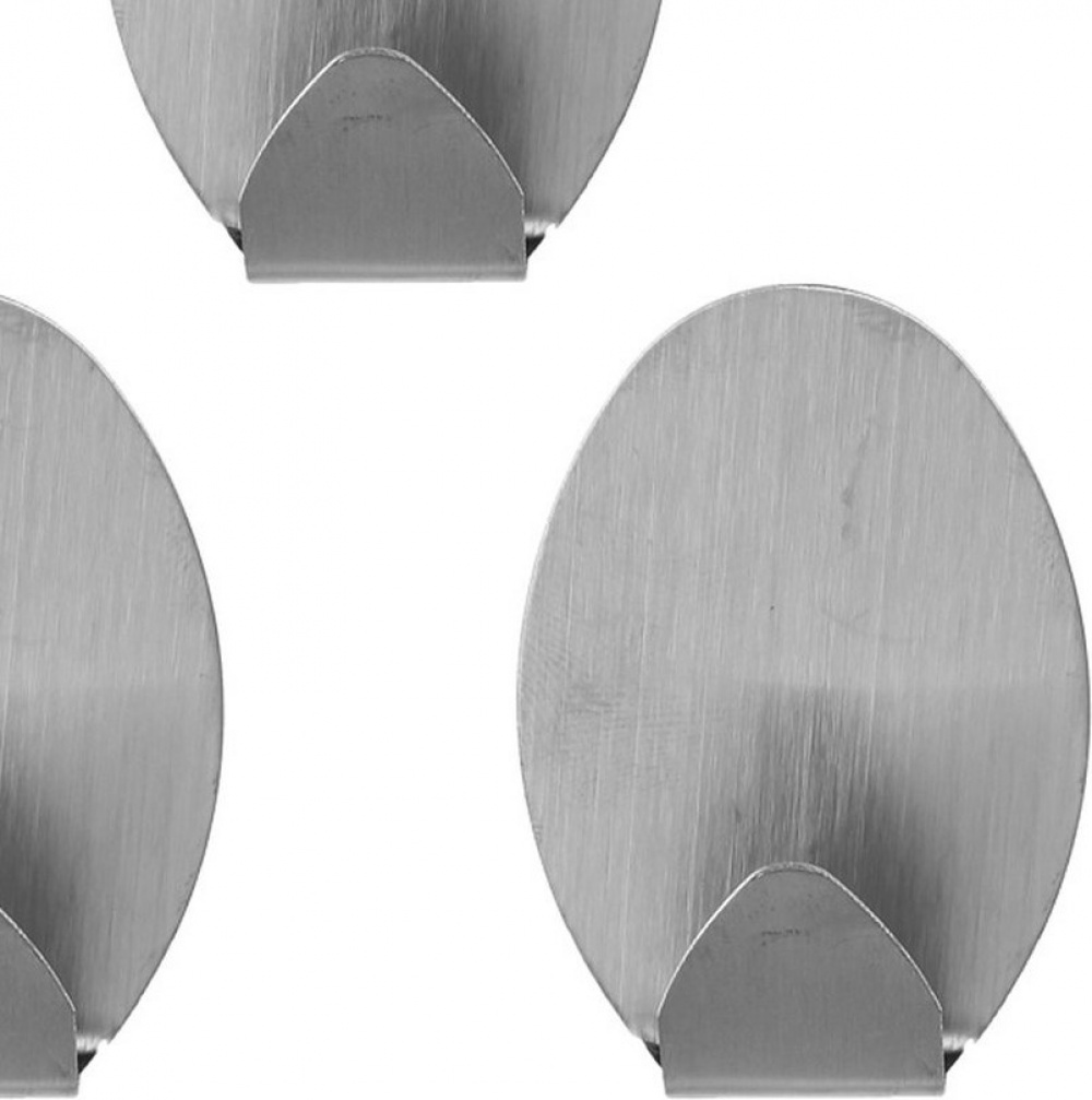 Självhäftande krokar i metall, 3 st, OVAL LARGE, 3,5 x 2 x H 5 cm, Matt Rostfritt stål i gruppen Förvaring / Magneter och självhäftande / Självhäftande krokar hos SmartaSaker.se (42524)