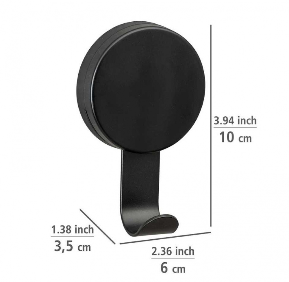Självhäftande Krokar, 2 st, LARGE STATIC-LOC PAVIA, 6 x 3,5 x H 10 cm, Svarta i gruppen Förvaring / Badrumsförvaring hos SmartaSaker.se (42525)