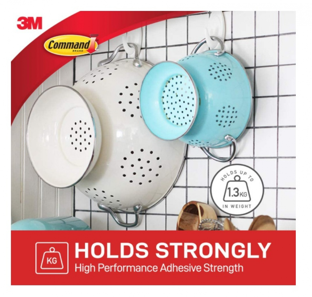 Självhäftande krokar, Avtagbara, 2 st, COMMAND MEDIUM, 2,9 x H 7,9 cm, Vit i gruppen Förvaring / Magneter och självhäftande / Självhäftande krokar hos SmartaSaker.se (42526)