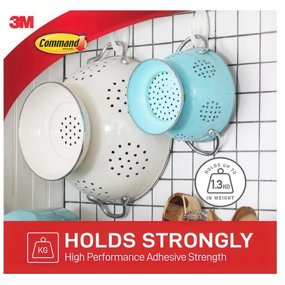 Självhäftande krokar, Avtagbara, 2 st, COMMAND MEDIUM, 2,9 x H 7,9 cm, Vit i gruppen Förvaring / Magneter och självhäftande / Självhäftande krokar hos SmartaSaker.se (42526)