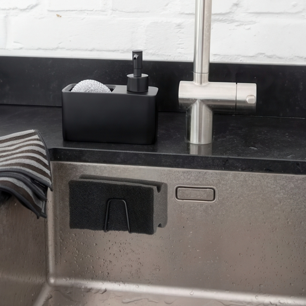 Självhäftande svamphållare i metall, UNIVERSAL HOOK, 5 x 5 cm, Svart i gruppen Förvaring / Badrumsförvaring hos SmartaSaker.se (42536)