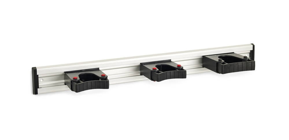 Skena med 3 redskapshållare, TOOLFLEX, 50 cm, Aluminium / Svart i gruppen Förvaring / Förråd- och garageförvaring / Redskapshållare hos SmartaSaker.se (42541)