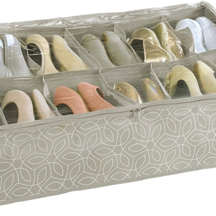 Skoförvaring under sängen, mjuk, BALANCE, 74 x 60 x H 15 cm, Beige i gruppen Förvaring / Garderobsförvaring / Skoförvaring hos SmartaSaker.se (42545)