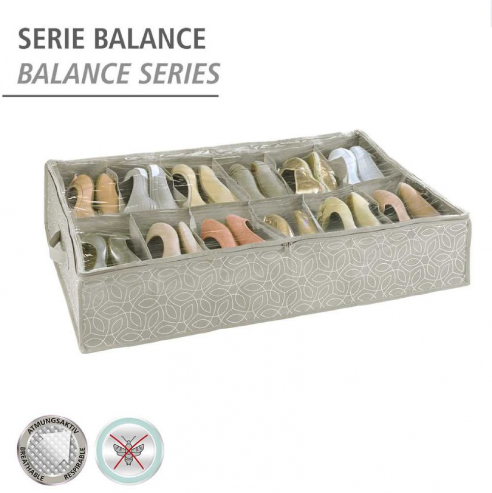 Skoförvaring under sängen, mjuk, BALANCE, 74 x 60 x H 15 cm, Beige i gruppen Förvaring / Garderobsförvaring / Skoförvaring hos SmartaSaker.se (42545)