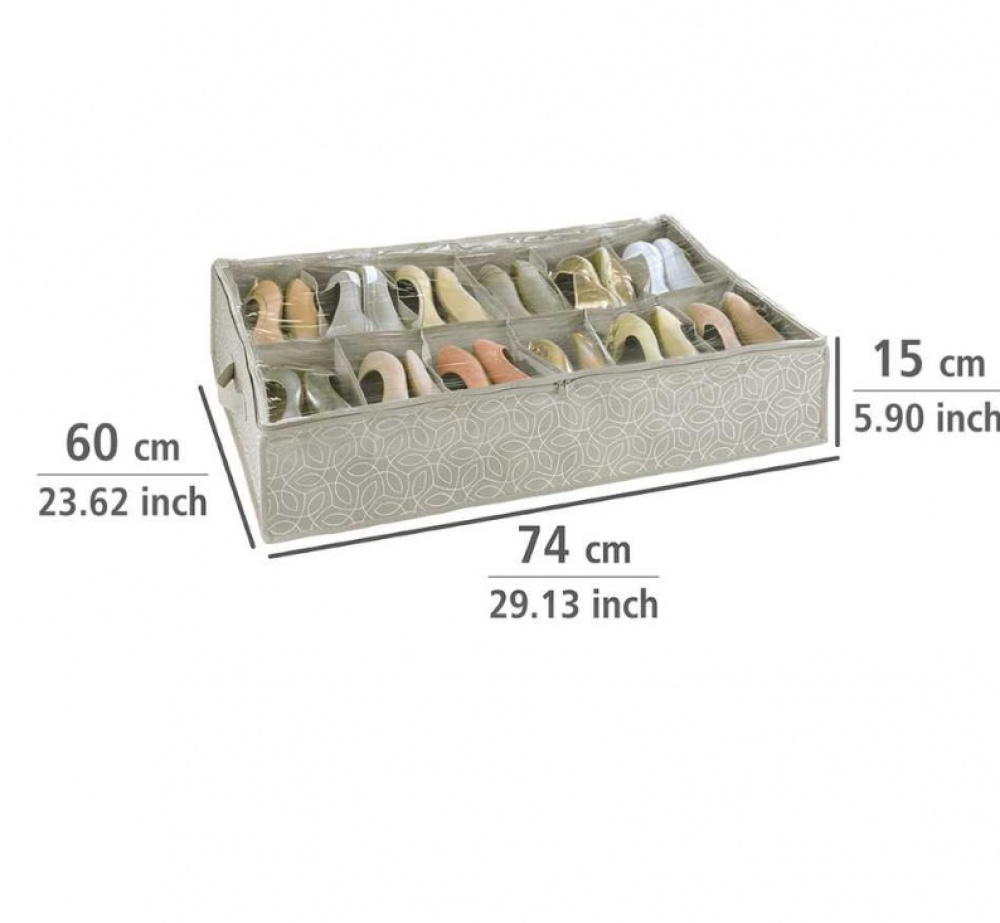 Skoförvaring under sängen, mjuk, BALANCE, 74 x 60 x H 15 cm, Beige i gruppen Förvaring / Garderobsförvaring / Skoförvaring hos SmartaSaker.se (42545)
