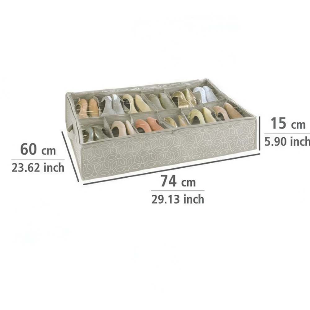 Skoförvaring under sängen, mjuk, BALANCE, 74 x 60 x H 15 cm, Beige i gruppen Förvaring / Garderobsförvaring / Skoförvaring hos SmartaSaker.se (42545)