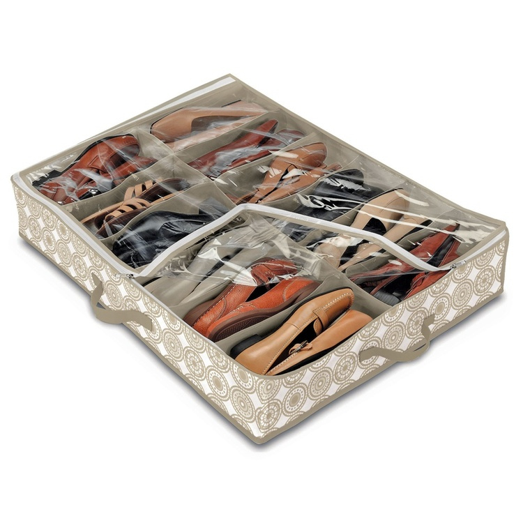 Skoförvaring under sängen, mjuk, ELLA SAND, 76 x 60 x H15 cm, Beige i gruppen Förvaring / Garderobsförvaring / Skoförvaring hos SmartaSaker.se (42548)