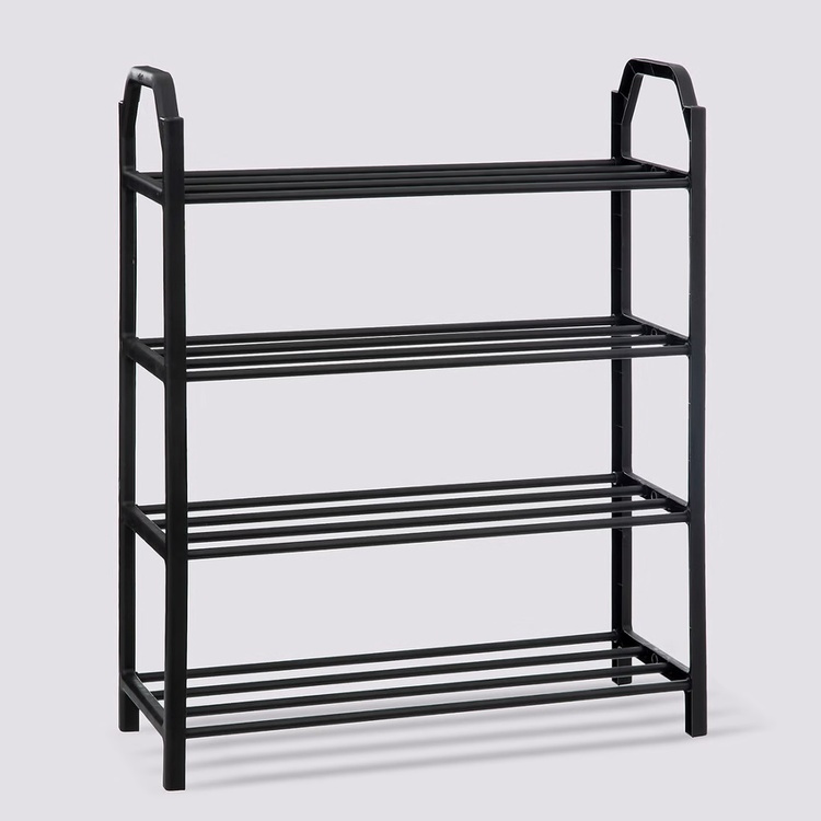 Skohylla för 8 par skor i metall och plast, SHOZY, 49,5 x 18,5 x H 64 cm, Svart i gruppen Förvaring / Hallförvaring / Skohyllor hos SmartaSaker.se (42554)