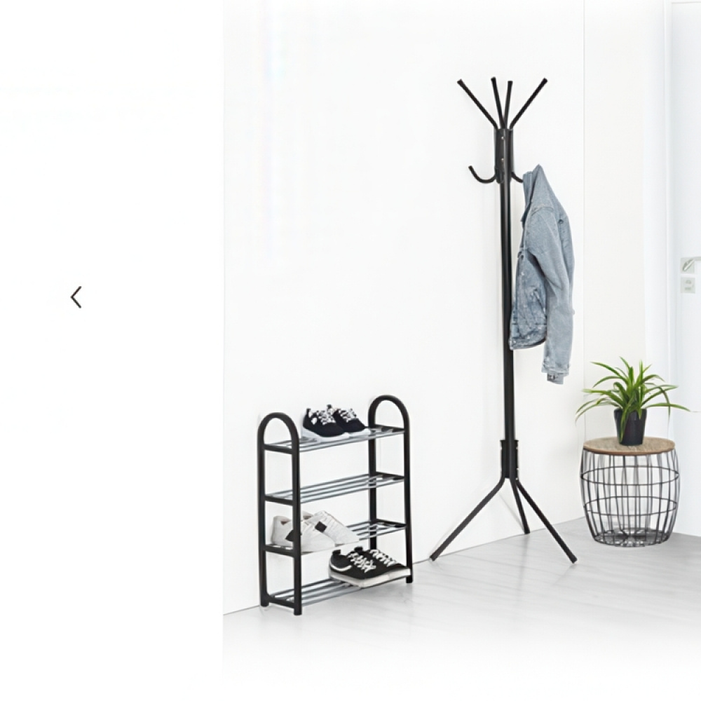 Skohylla för 8 par skor i metall och plast, SHOZY, 49,5 x 18,5 x H 64 cm, Svart i gruppen Förvaring / Hallförvaring / Skohyllor hos SmartaSaker.se (42554)