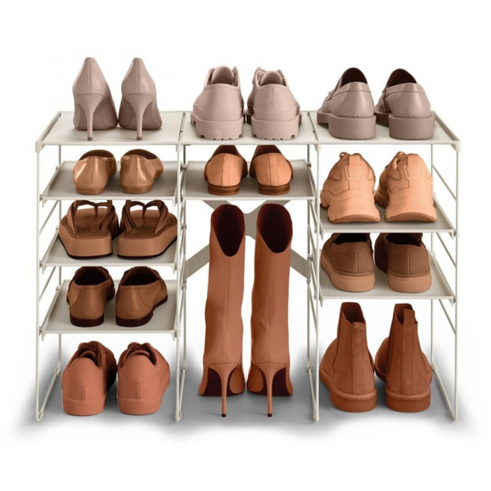Skohylla i metall, Justerbart, LEVEL TRIPLE, Joseph Joseph, 75,8 x 35 x H 51,2 cm, Grå-beige i gruppen Förvaring / Hallförvaring / Skohyllor hos SmartaSaker.se (42557)