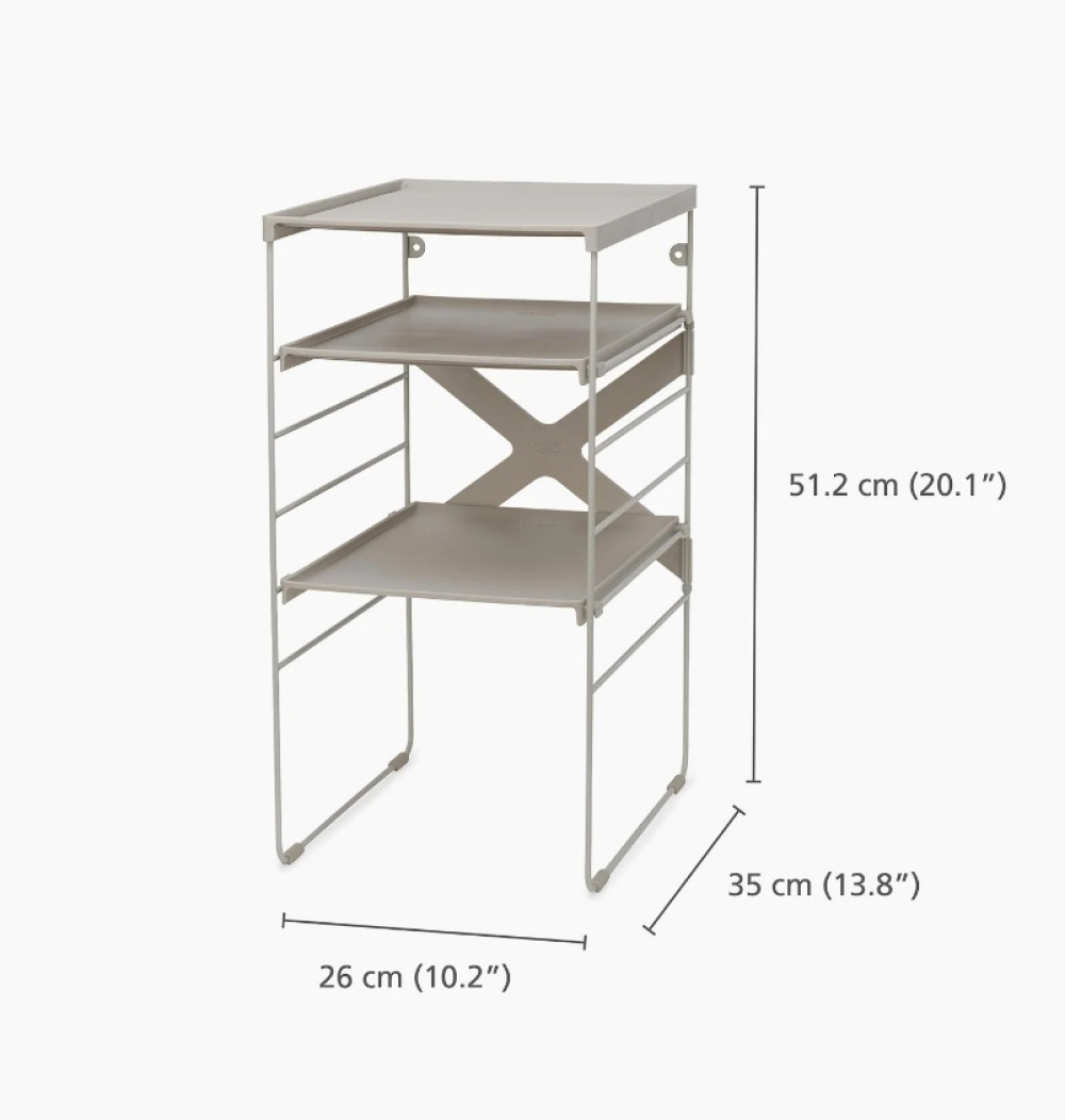 Skohylla i metall, Justerbart, LEVEL, Joseph Joseph, 26 x 35 x H 51,2 cm, Grå-beige i gruppen Förvaring / Hallförvaring / Skohyllor hos SmartaSaker.se (42558)