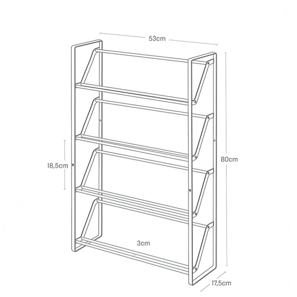 Skohylla i metall, Smal, FRAME 4 TIERED, 53 x17,5 x H 80 cm, Yamazaki i gruppen Förvaring / Hallförvaring / Skohyllor hos SmartaSaker.se (42559)