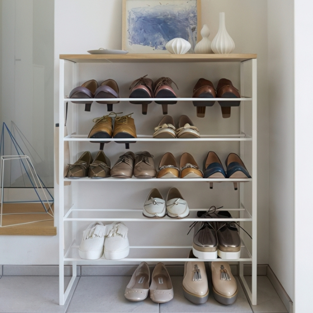 Skohylla med 6 hyllplan, TOWER WOOD TOP, 66 x 25 x H 87 cm, Yamazaki i gruppen Förvaring / Hallförvaring / Skohyllor hos SmartaSaker.se (42560)