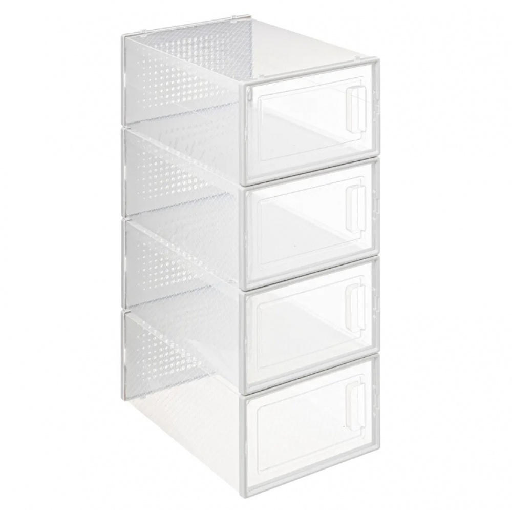 Skolåda, Stapelbar, MEDIUM RANGE CHAUS BOX, 33,5 x 23,2 x H 14 cm, Vit / Transparent i gruppen Förvaring / Garderobsförvaring / Skoförvaring hos SmartaSaker.se (42565)