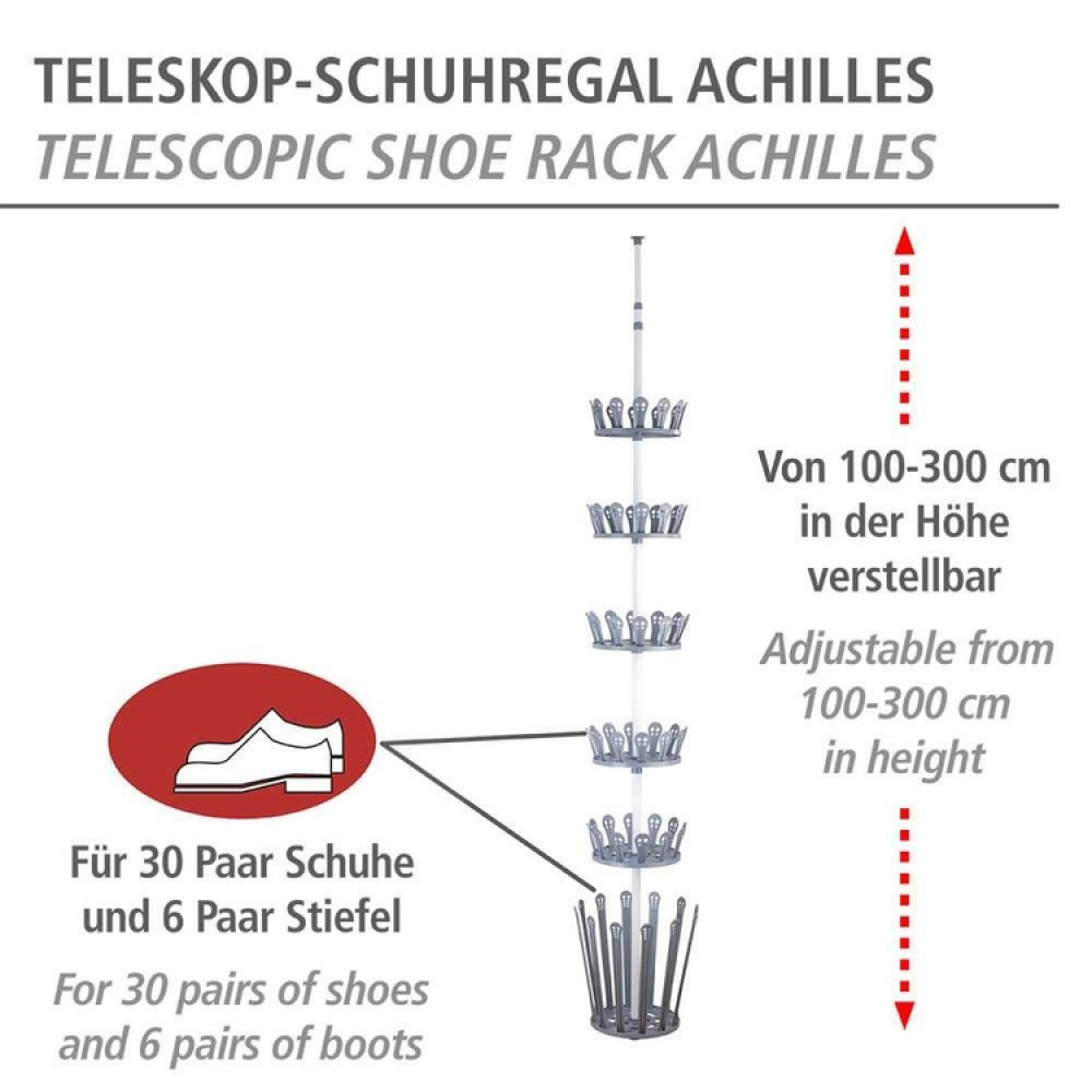 Skoställ på höjden, Skosnurra, TELESCOPIC BOOT TREE, Ø 30 x H 100 -300 cm i gruppen Förvaring / Hallförvaring / Skohyllor hos SmartaSaker.se (42581)