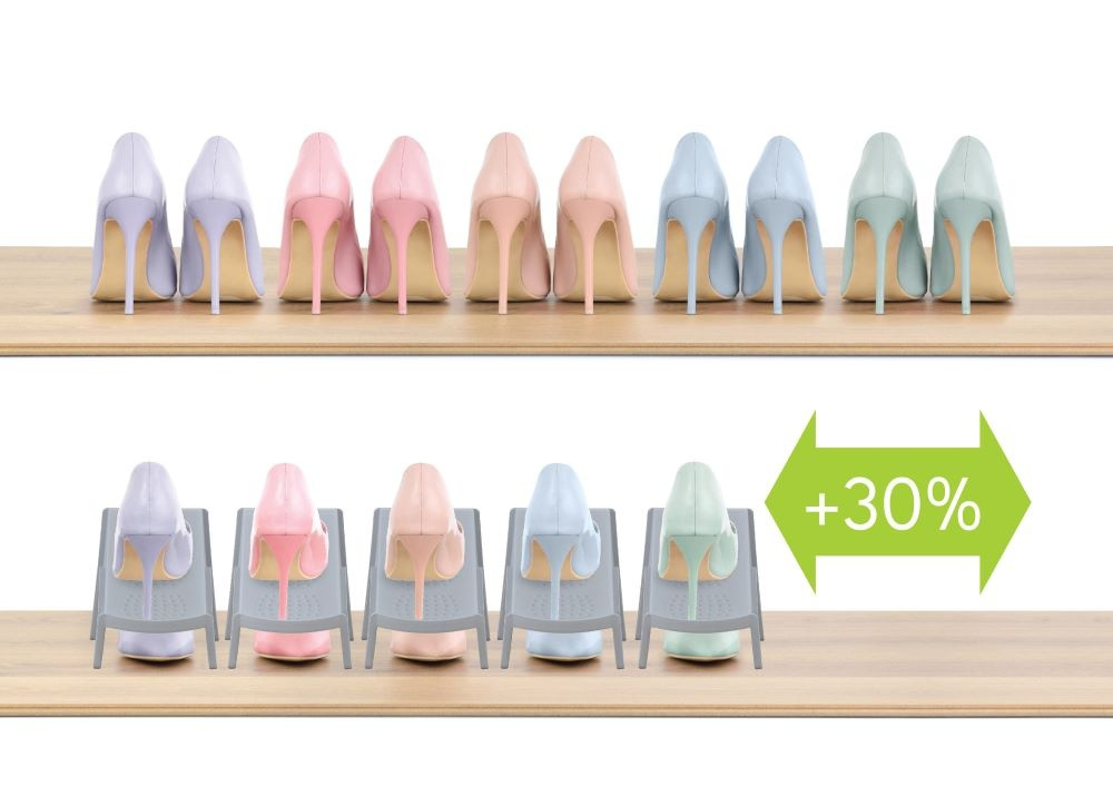 Skoställ, 5 st, ECO STEP - SPACE SAVING, Grå i gruppen Förvaring / Garderobsförvaring / Skoförvaring hos SmartaSaker.se (42587)