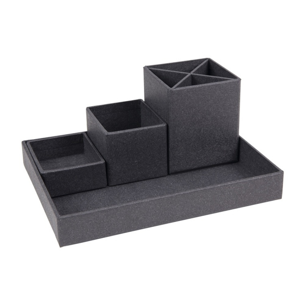 Skrivbordsförvaring, 4 delar, BIGSO LENA WOOD PAPER, Dark Oak i gruppen Förvaring / Kontorsmaterial hos SmartaSaker.se (42593)