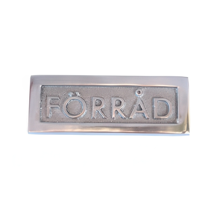 Skylt med ram, FÖRRÅD, 8,5 x H 3 cm, Exmez, Sandgjuten aluminium i gruppen Förvaring / Magneter och självhäftande / Skyltar och etiketter hos SmartaSaker.se (42622)